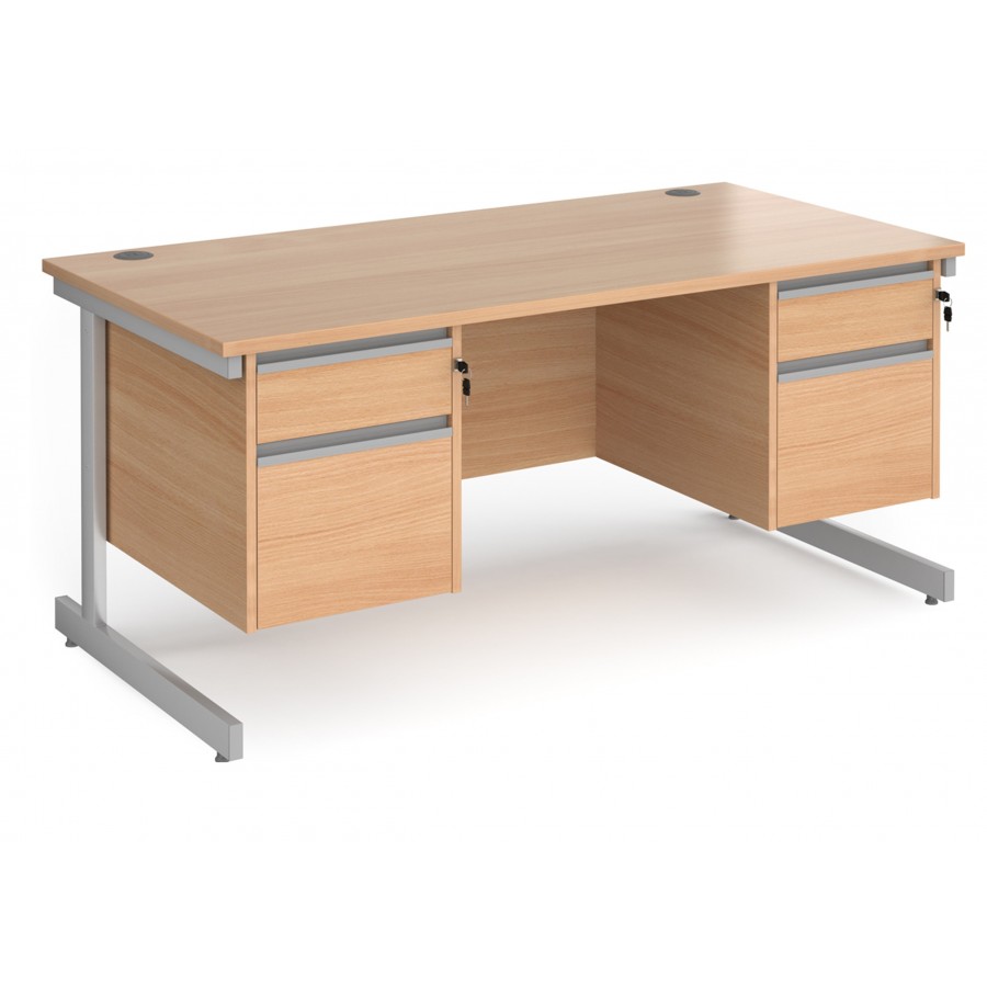 Harlow Straight Desk with 2 x Two Drawer Pedestals
